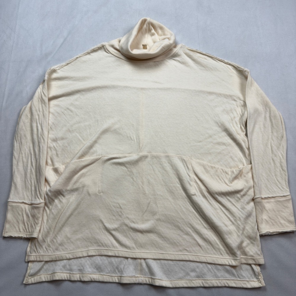 We‎ The Free Cream Long Flight Pullover Turtleneck Sweatshirt Top Women's XS EUC